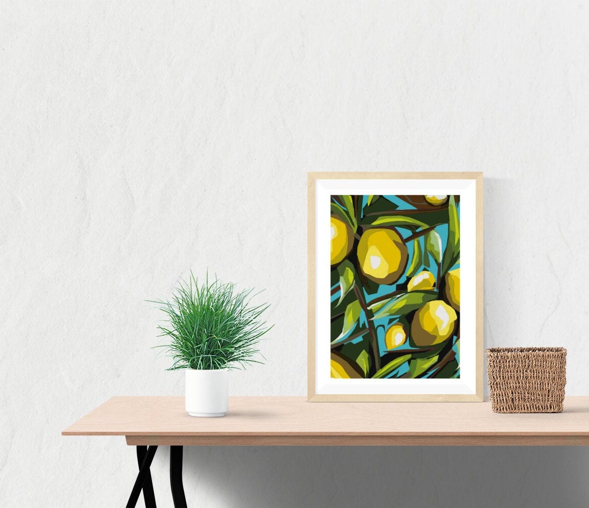 Lemon Tree Digital Art Print Digital Fruit Print Lemon Art | Etsy