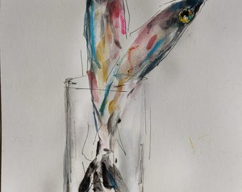 Fish Watercolour Painting | Impressionist Wall Décor