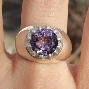Amethyst strawberry silver ring