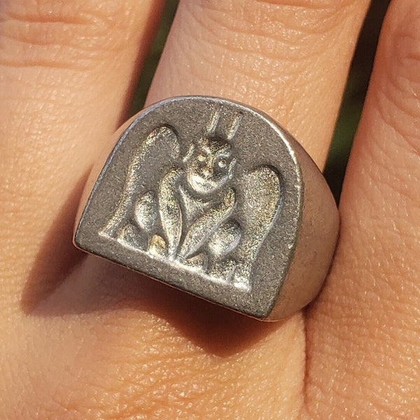 Gargoyle wax seal signet ring