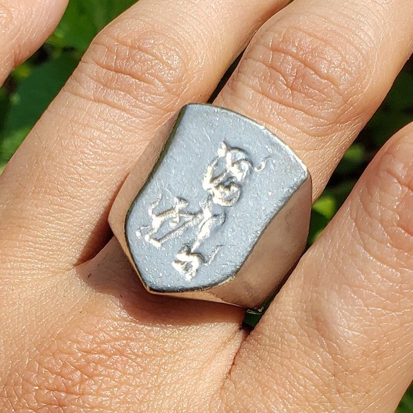 Cat lady wax seal signet ring