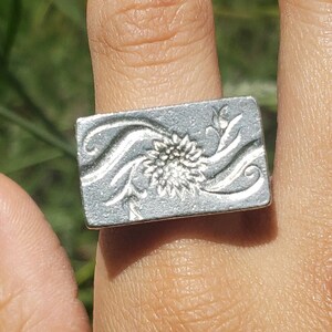 Sunflower chain wax seal signet ring