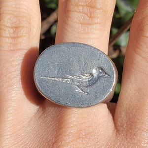 crow wax seal signet ring