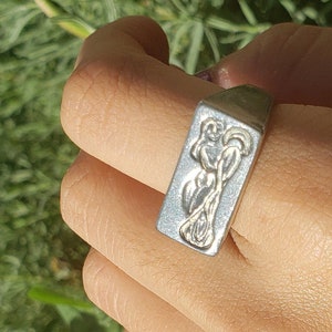 Aquarius wax seal signet ring