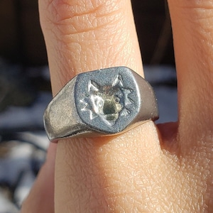 wolf face wax seal signet ring