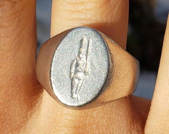 Tin soldier wax seal signet ring
