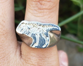 T-Rex fossil wax seal signet ring