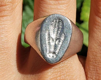 croc face wax seal signet ring