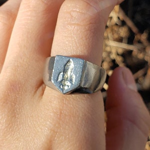 Rocket ship wax seal signet ring