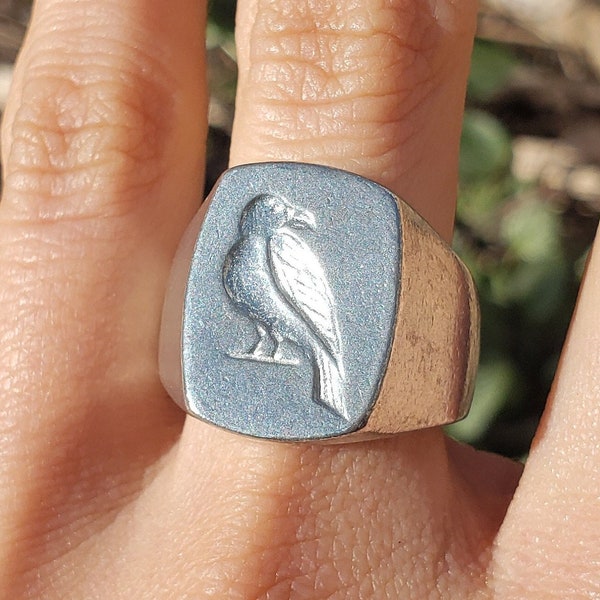 Raven wax seal signet ring