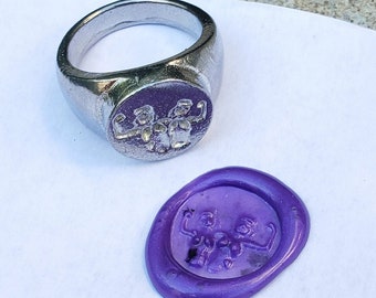 Girl power wax seal signet ring