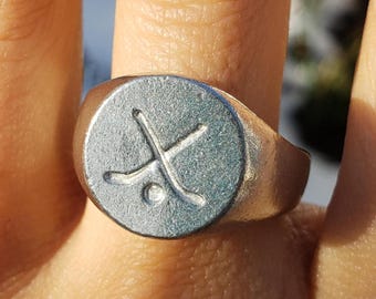 Hockey sticks wax seal signet ring