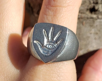 hand eye wax seal signet ring