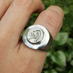 Jester profile wax seal signet ring