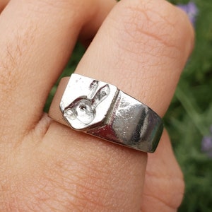 rabbit head wax seal signet ring