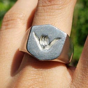 shaka sign wax seal signet ring