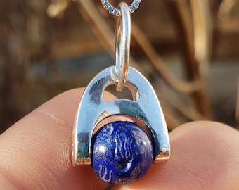 Lapis lazuli jellyfish bead cylinder seal pendant