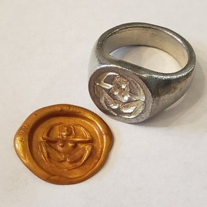 Cuerpo letra "o" sentadilla de cera sello anillo de sello