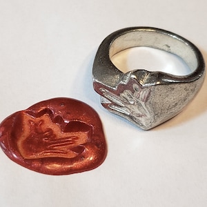 fox shadow puppet wax seal signet ring