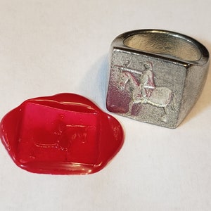 jousting knight wax seal signet ring