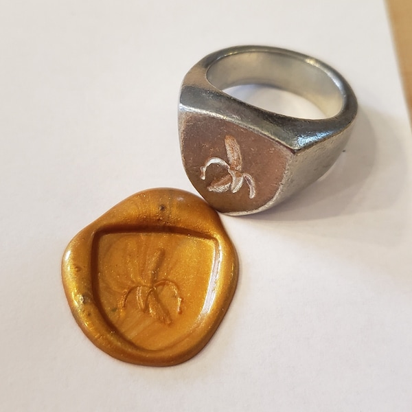 Banana wax seal signet ring