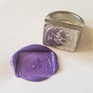 Deer woman wax seal signet ring