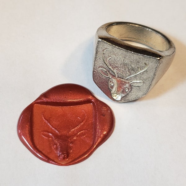 deer head wax seal signet ring