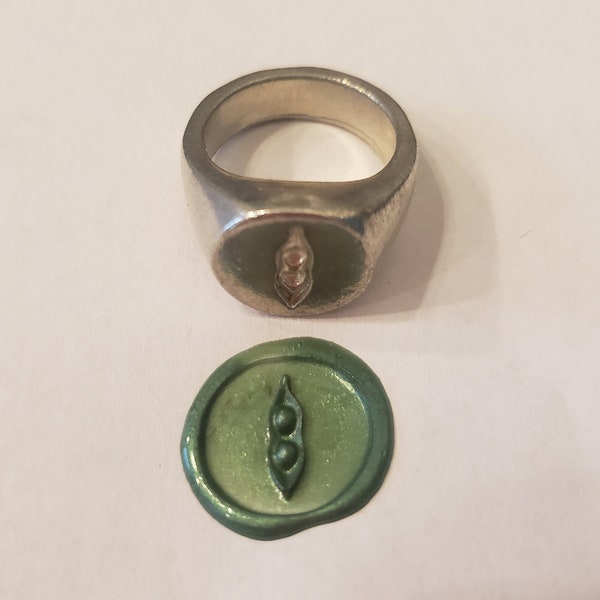 2 peas in a pod wax seal signet ring
