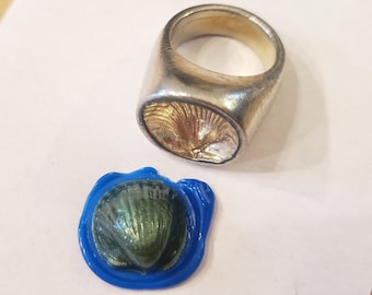 Seashell wax seal signet ring