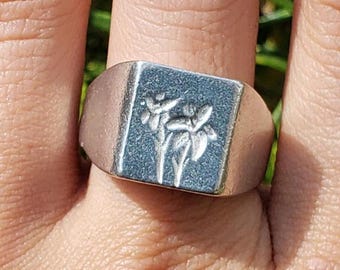 Lilies wax seal signet ring