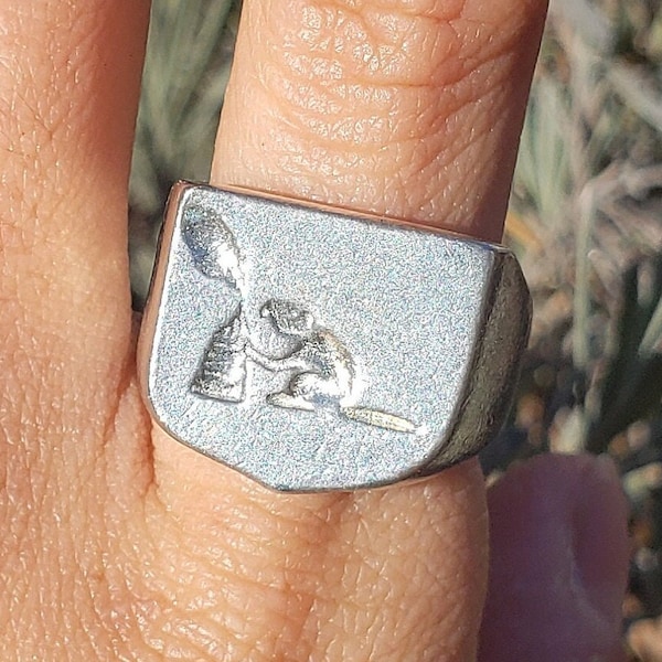 Beaver wax seal signet ring