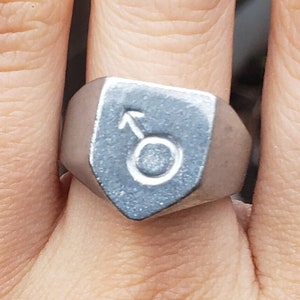 Mars sign wax seal signet ring