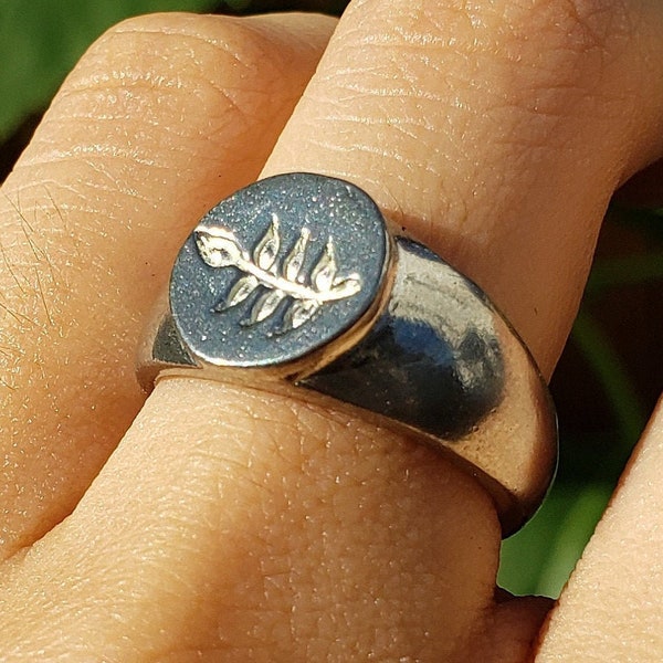 Ash leaves wax seal signet ring