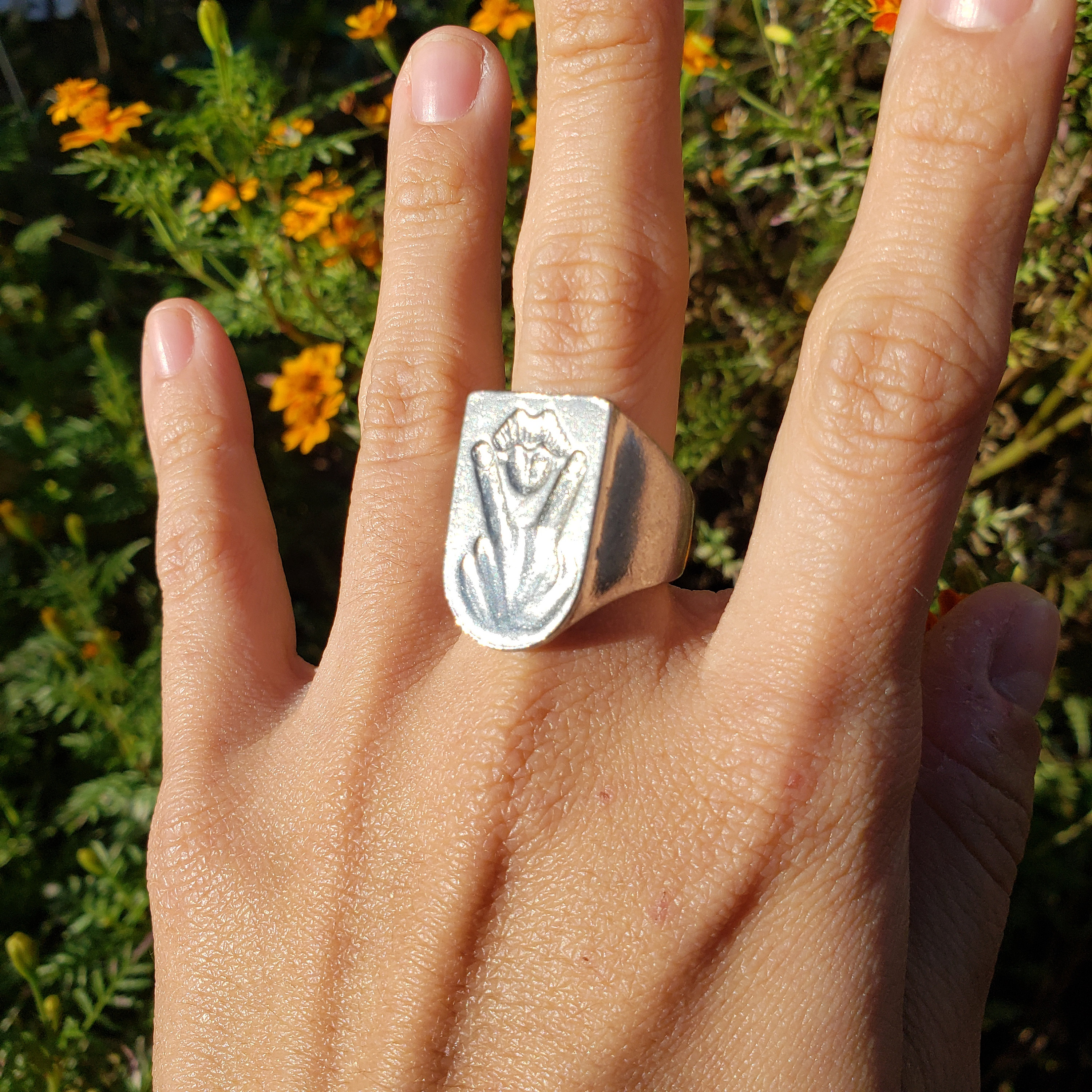 Cunnilingus Hand Sign Wax Seal Signet Ring - Etsy