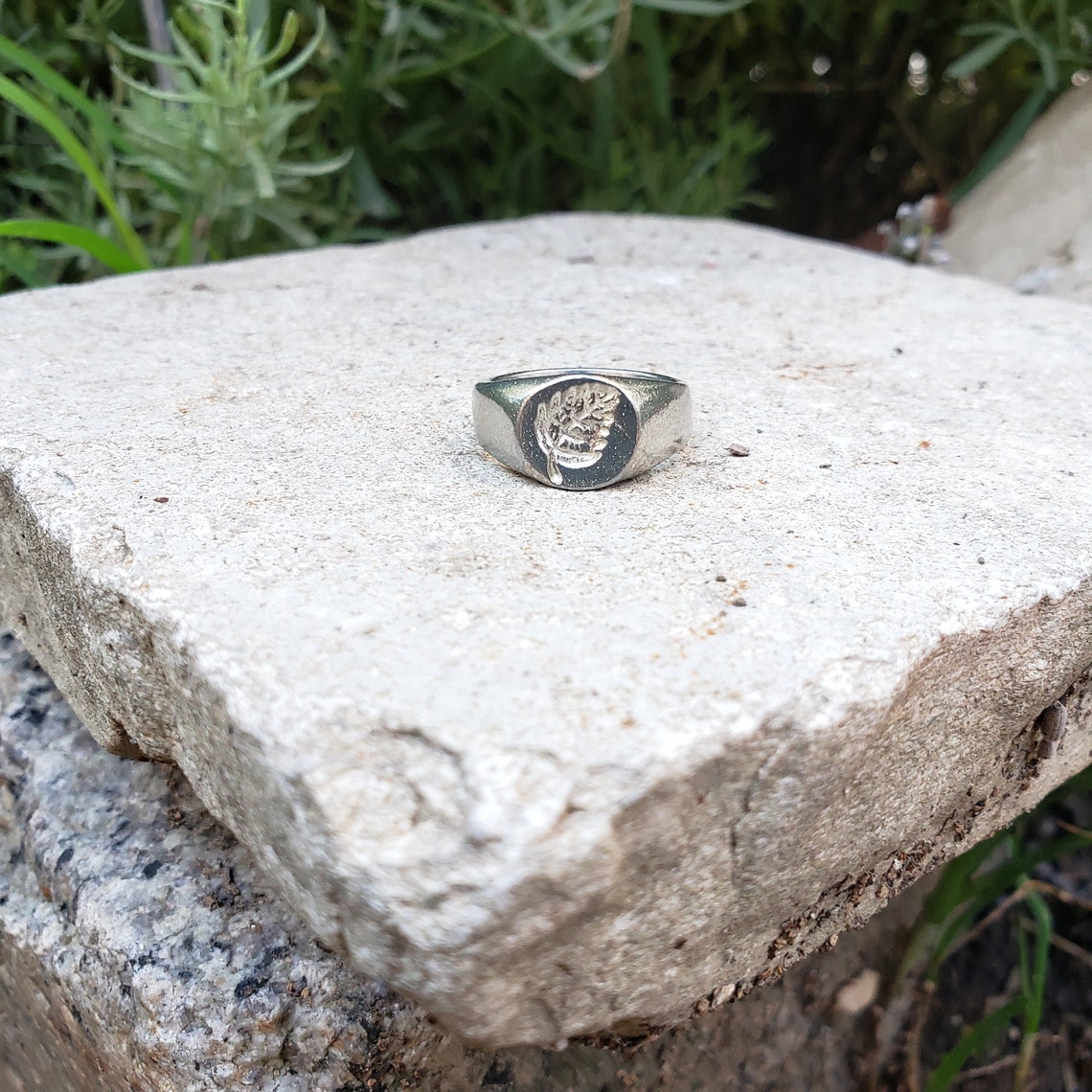 Birch leaf wax seal signet ring | Etsy