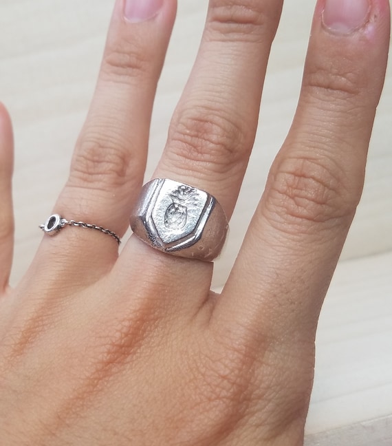 Pineapple Wax Seal Signet Ring Etsy
