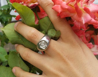 Rose blossom wax seal signet ring