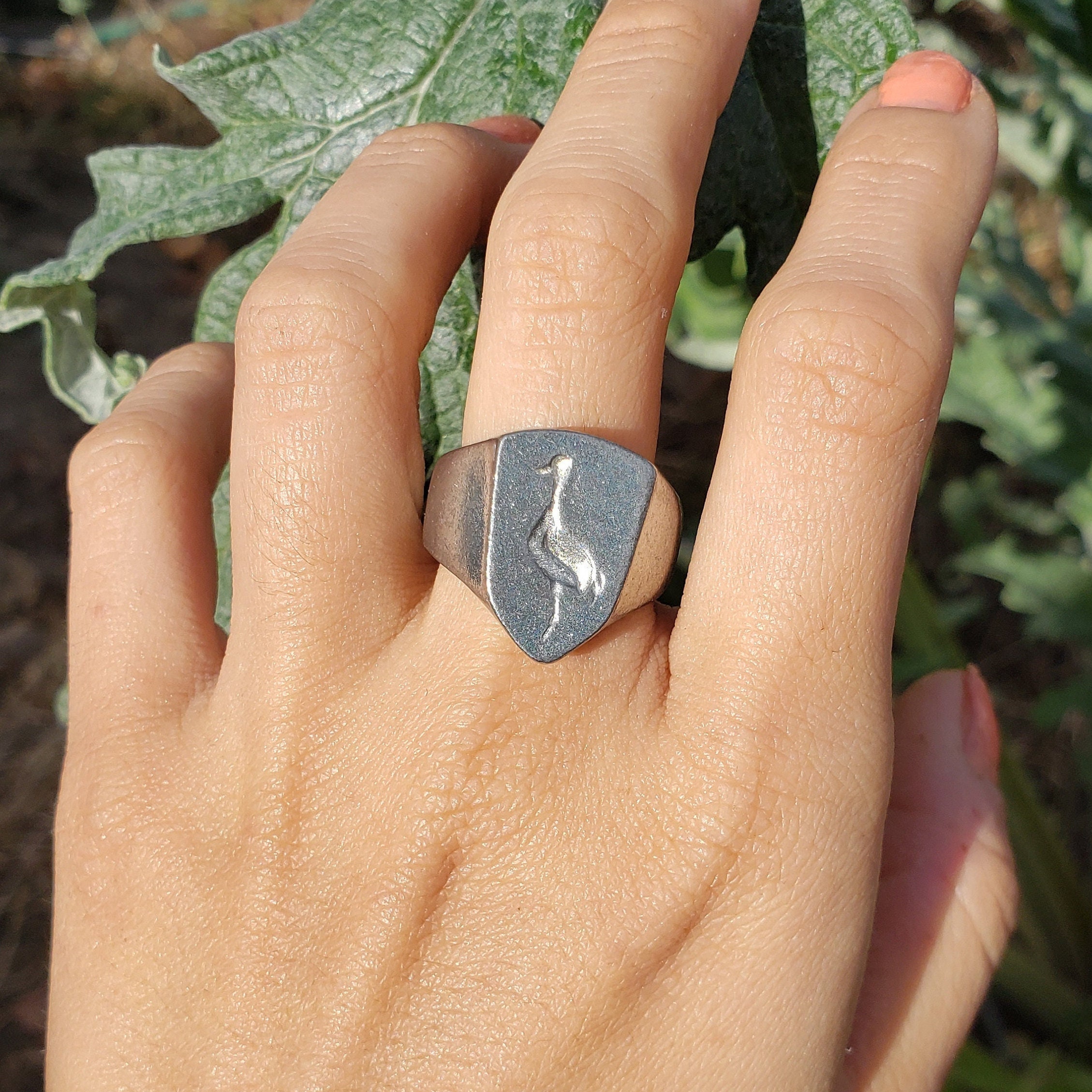 Sandhill Crane Wax Seal Signet Ring - Etsy