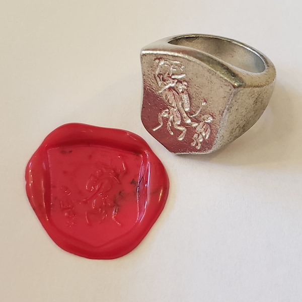 Krampus wax seal signet ring