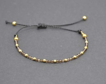 Pulsera cuarzo ahumado/pulsera plata/piedras precisosas/pulsera libra/pulsera apilable/pulsera minimalista/ piedra anti estres,