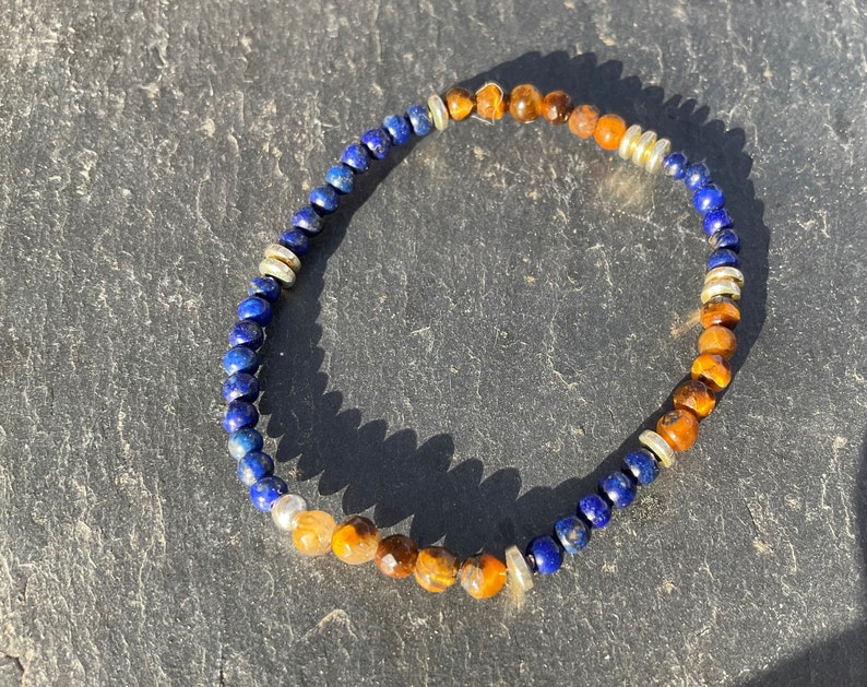 Pulsera lapislázuli y ojo de tigre imagen 4