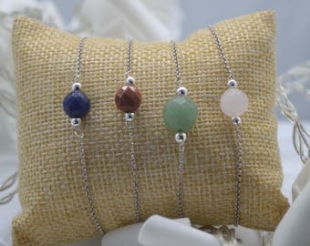 Bracelet gemstones, chain bracelet, silver bracelet, adjustable bracelet, delicate bracelet, bridesmaids gift, delicate bracelet,