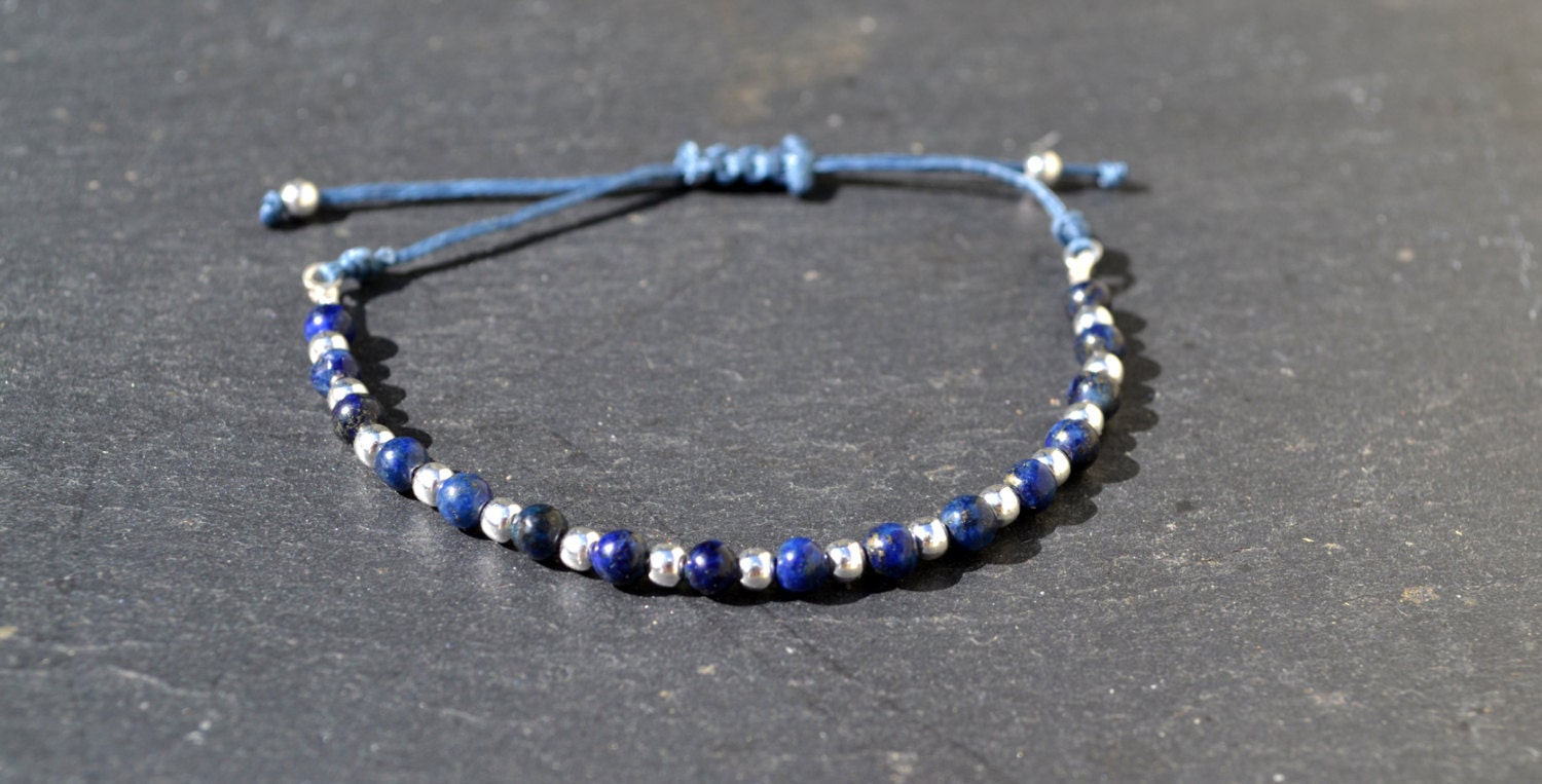 ★HARANG★ Lapis Lazuli Silver Beads Bracelet Lapis Lazuli Bracelet and Solid Silver. - Etsy