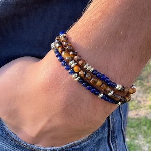 Pulsera lapislázuli y ojo de tigre imagen 1