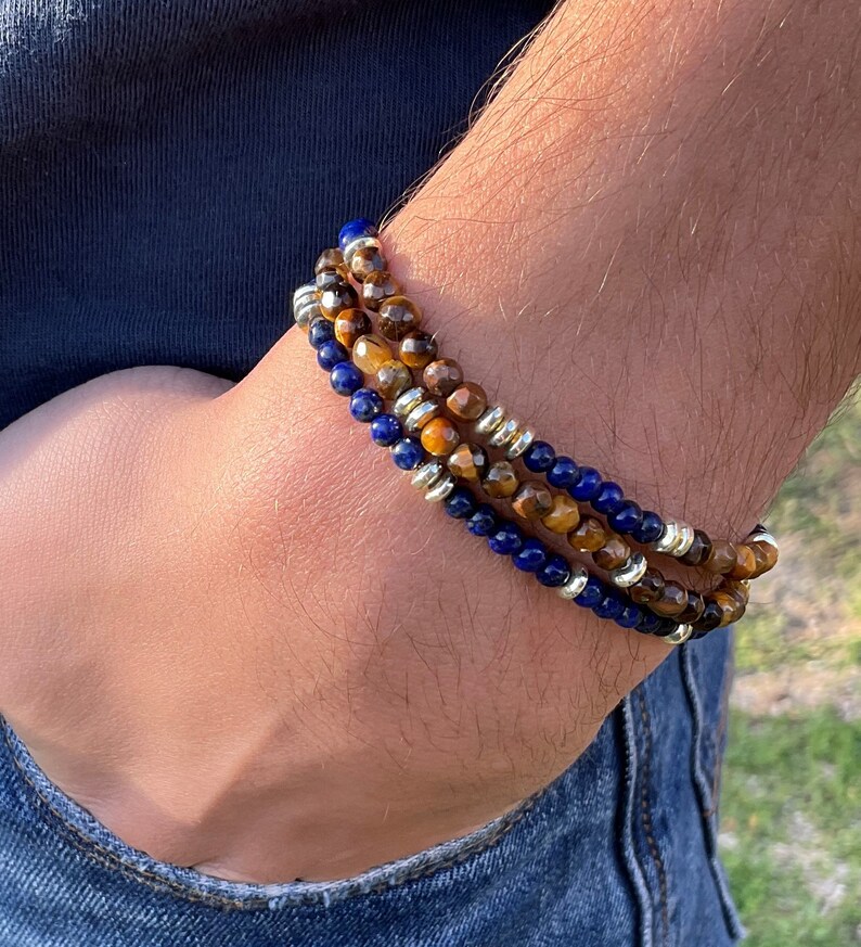 Pulsera lapislázuli y ojo de tigre imagen 1