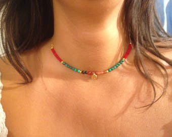 Choker Malachite and Coral.