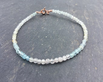 Aquamarine bracelet, silver bracelet, March,