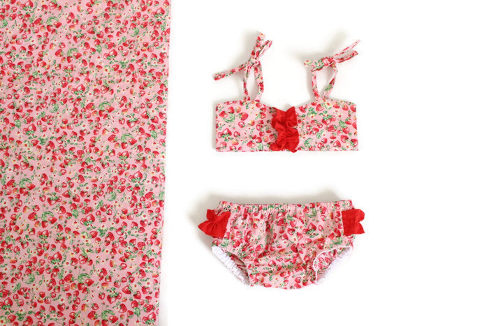 Little girls strawberry swimsuit baby girl ruffle bikini Etsy