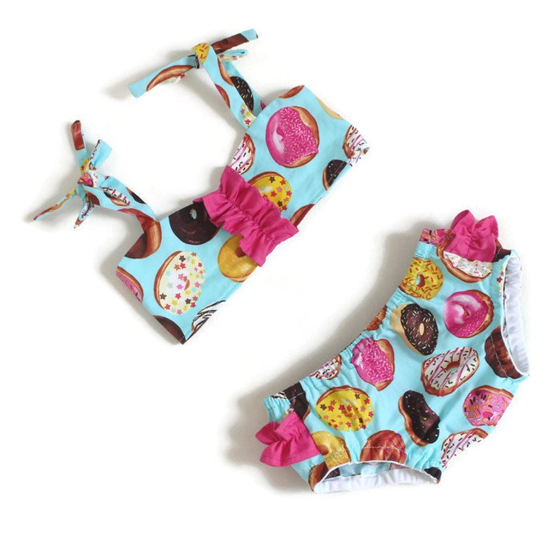 Baby Girl Swimsuit Donuts Baby Bathing Suit Toddler Etsy