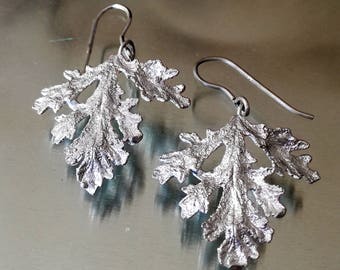 Oak Leaf Drop Earrings| Sterling silver leaf earrings |Unique leaf earrings |Nature inspired Jewelry